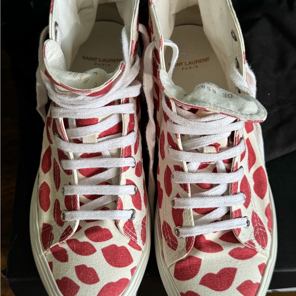 Saint Laurent MALIBU LIPS Printed HIGH-TOP Women's Sneakers EU 41 US 10 - Picture 8 of 16